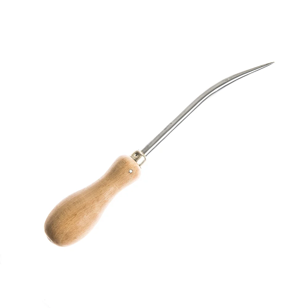 Poinçon coudé de vannier de 8 mm, tige légèrement courbe